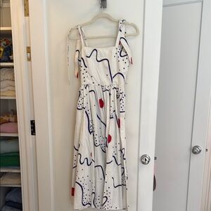 Stylish White and Blue Patterned Dress